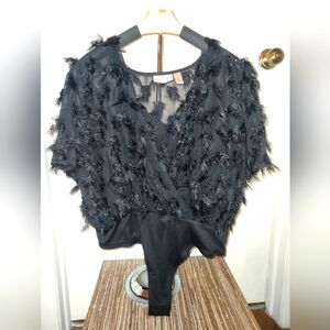 Black Textured Bodysuit